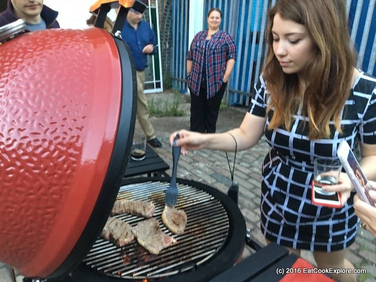 BBQ with Branston at the London Barbecue School 4 Seasoning our steaks which took just 2 minutes to grill
