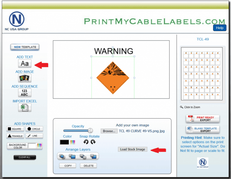 Software Adding Images | Cable Labels USA | Free Software