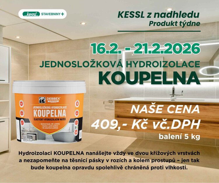 Jednosložková hydroizolace do koupelny v balení 5 kg určená pro ochranu proti vlhkosti
