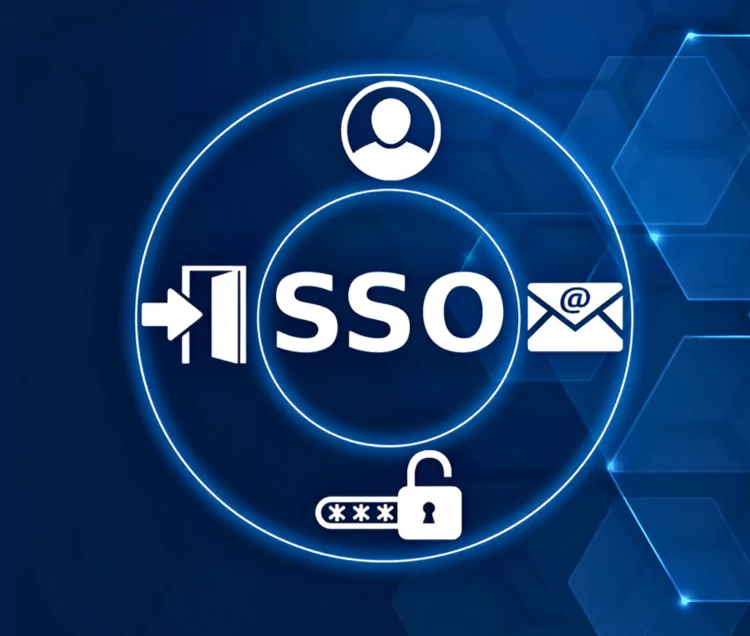 A blue circle with the word sso in it.
