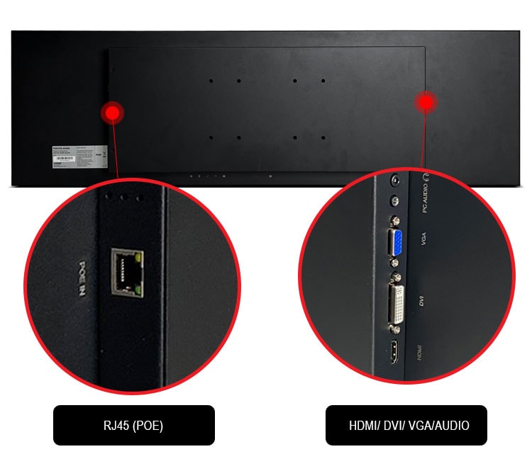 UltraWide 37-inch POE monitor Ports