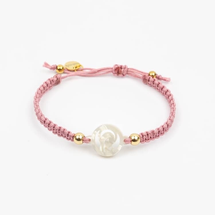 Pulsera Macramé Virgen Niña Rosa