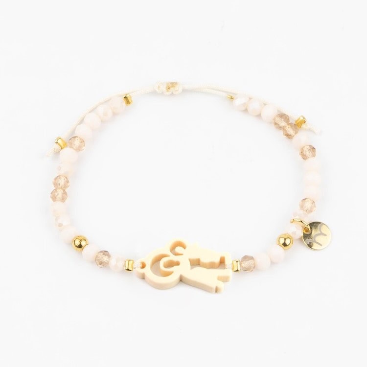 Pulsera Cristalitos Virgen del Carmen Beige