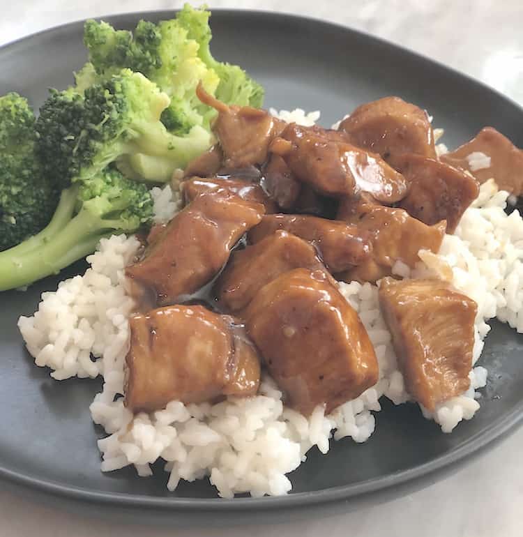This easy Bourbon Chicken recipe is so easy! You will get it on the table in less than 30 minutes and it's better than Chinese take-out! 