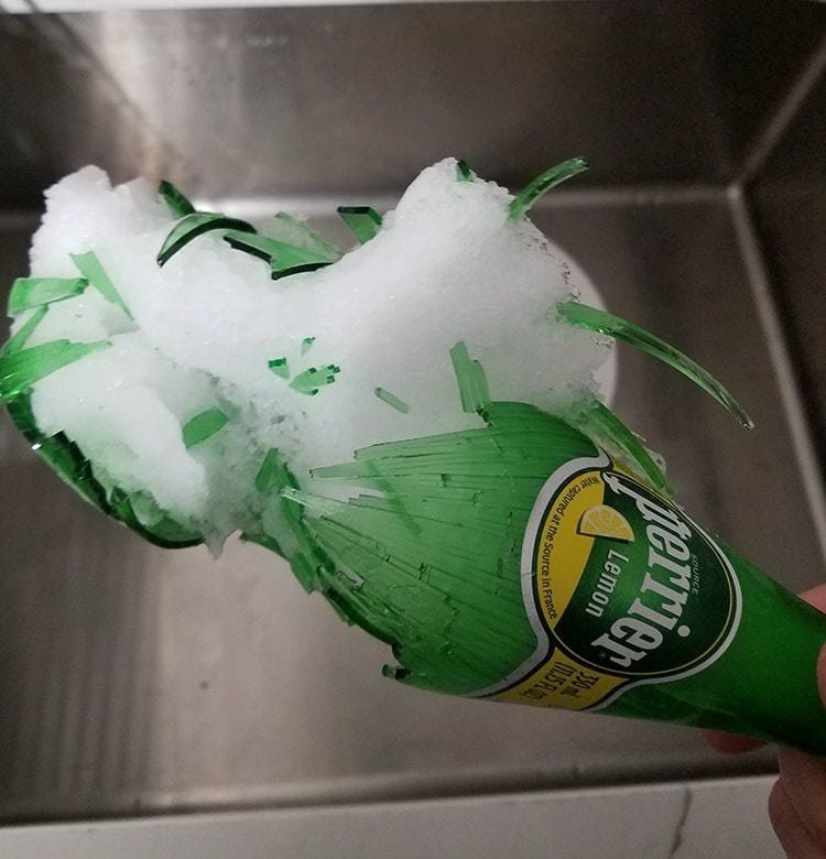 glass bottle break in freezer