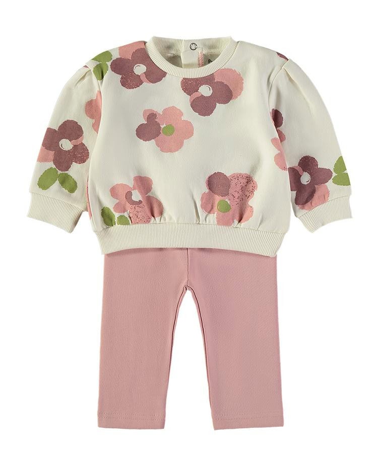 Conjunto sudadera y malla rosa palo flores MAYORAL