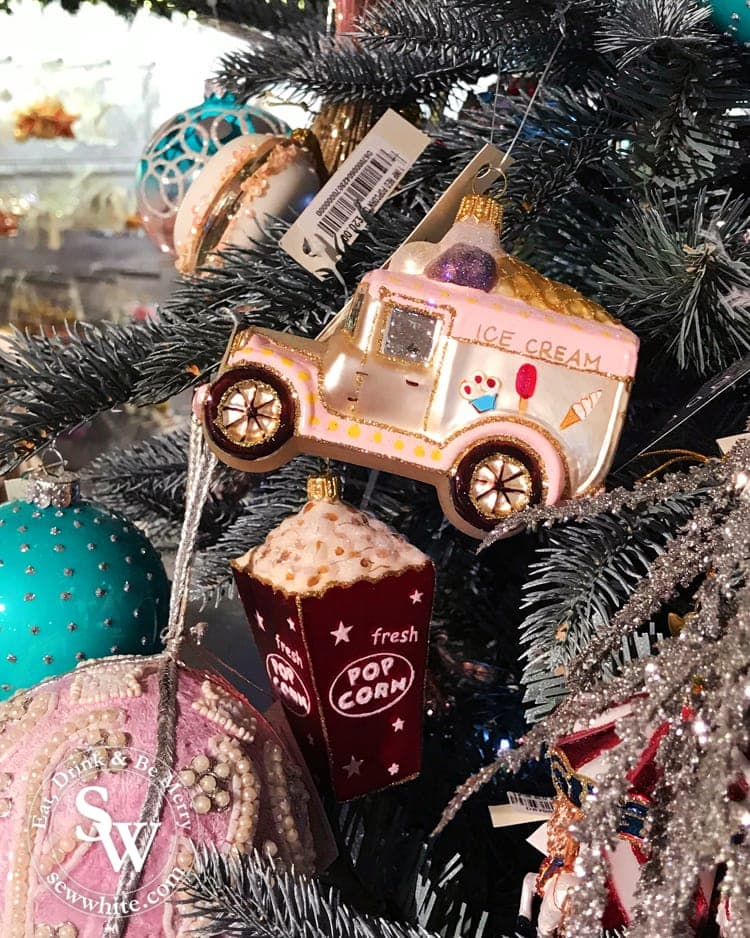 retro ice cream van pink decoration with glitter and hand painted