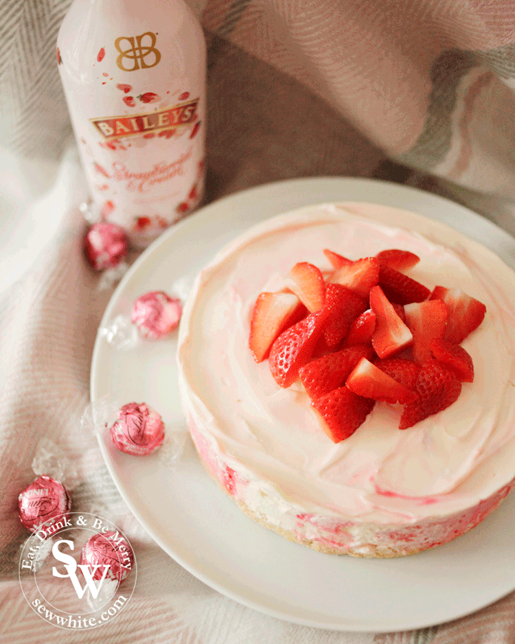 Fresh Strawberries on the no bake cheesecake. 