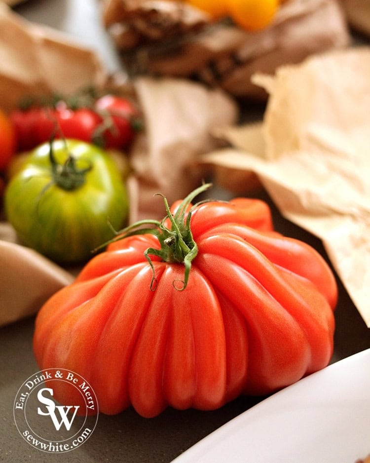 A giant buffalo tomato from the Isle of Wight tomato company.