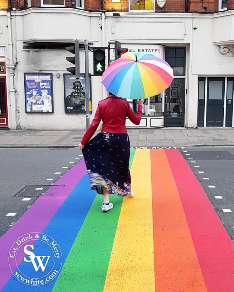 The rainbow crossing on Wimbledon Broadway to celebrate LGBTQ+ for pride month.