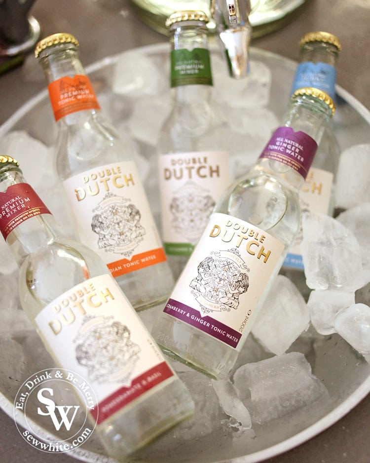 Double Dutch premium mixers in a silver bowl filled with ice at the Beauty and the Beast Party