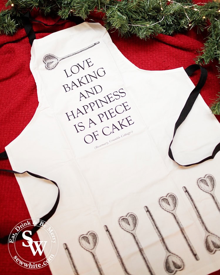 Love baking and happiness is a piece of cake apron from Crumble cottage in The Top 5 Lifestyle Gifts for Christmas