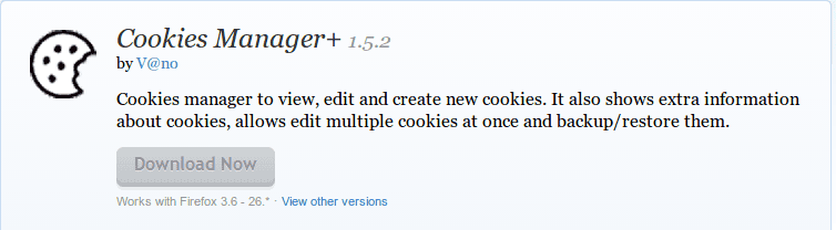 Cookies Manager Add ons for Firefox