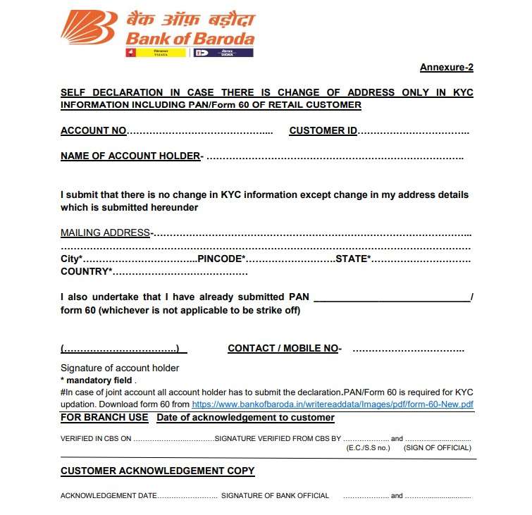 Bank of Baroda KYC Form: Download, Fill & Submit 2026
