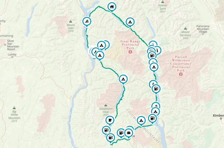 Map of Trout Lake loop motorcycle route