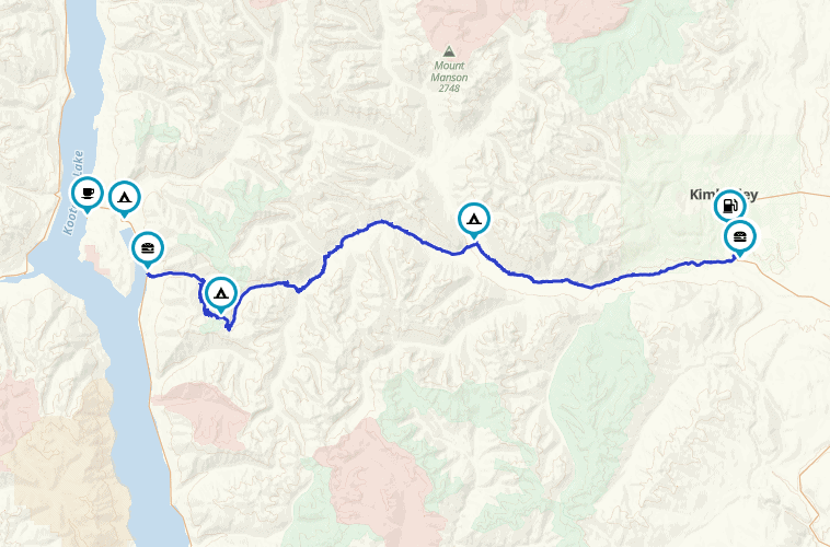 a map of the Grey Creek Pass motorcycle route
