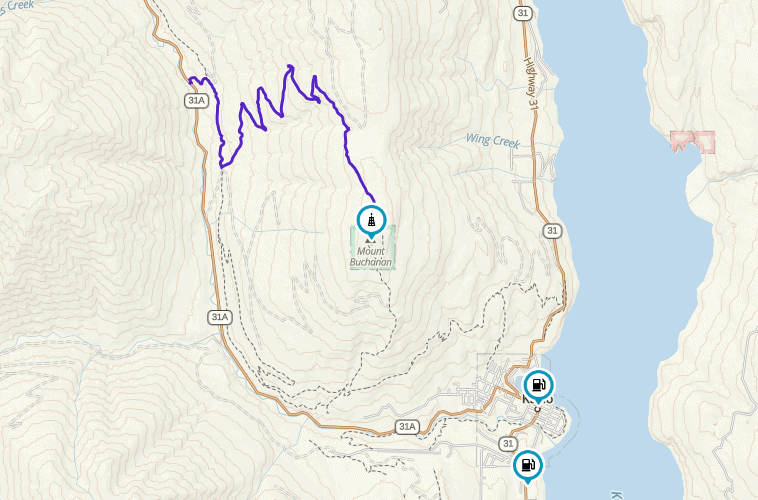 a map of the Buchanan Lookout tower motorcycle route