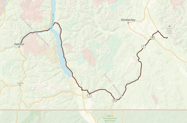 map of motorcycle travel route