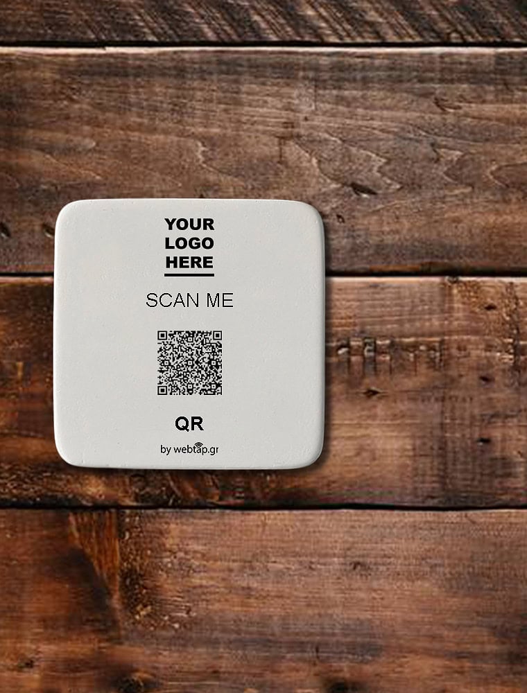 wood QR stand silver