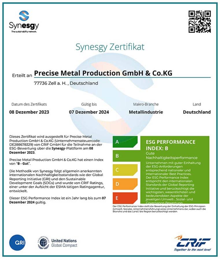 Precise Metal Production GmbH & Co. KG | Nachhaltigkeit