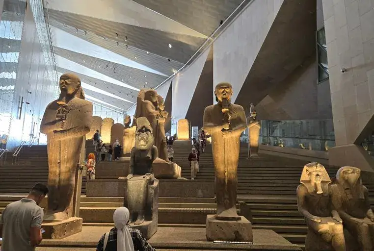 Grand Staircase with monumental ancient Egyptian statues