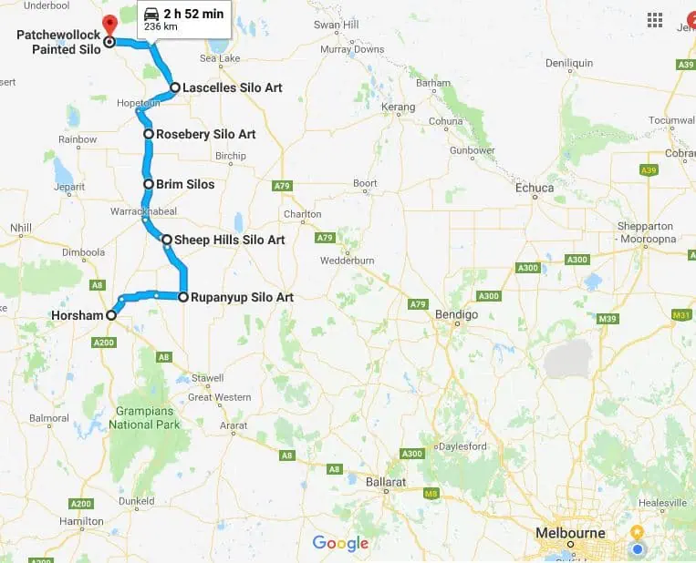 Map of Silo Trails Wimmera Victoria