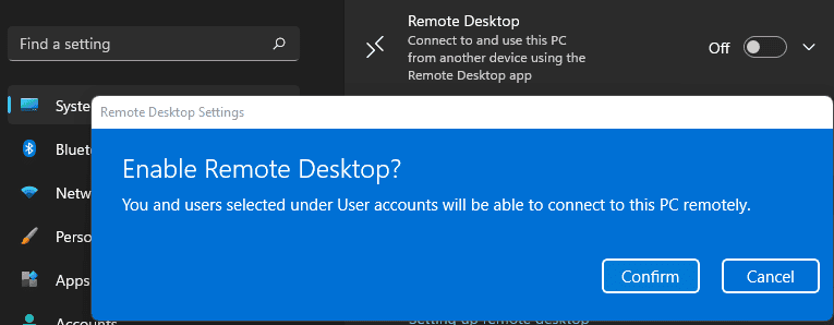 enabling remote desktop on windows 11