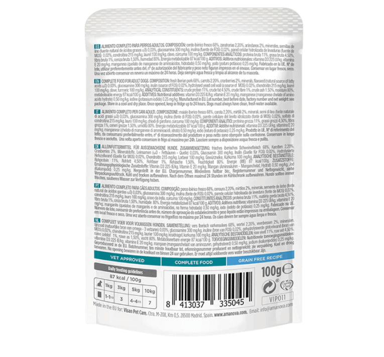 Grain Free Cerdo Ibérico Paté para perro, detalle