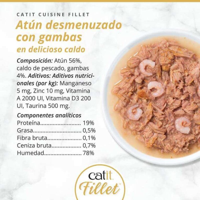 Cuisine Fillet Filetes de Atún con Gambas en Caldo para gato, detalle