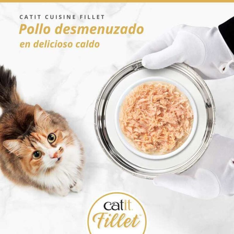 Cuisine Fillet Filetes de Pollo Desmenuzado en Caldo para gato, detalle