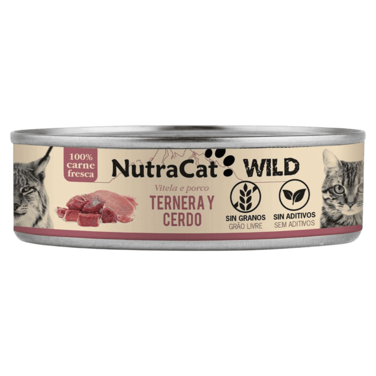 Lata de ternera y cerdo para gatos