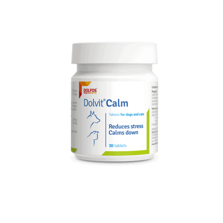 Dolfos Dolvit Calm, suplemento calmante con L-triptófano, valeriana y melisa que reduce el estrés y la ansiedad en perros