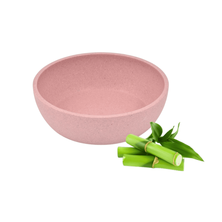 Comedero de Bambú Rosa para perro y gato