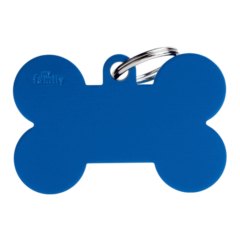 Placa de Identificaci&oacute;n Basic Hueso de Aluminio Azul Oscuro para perro