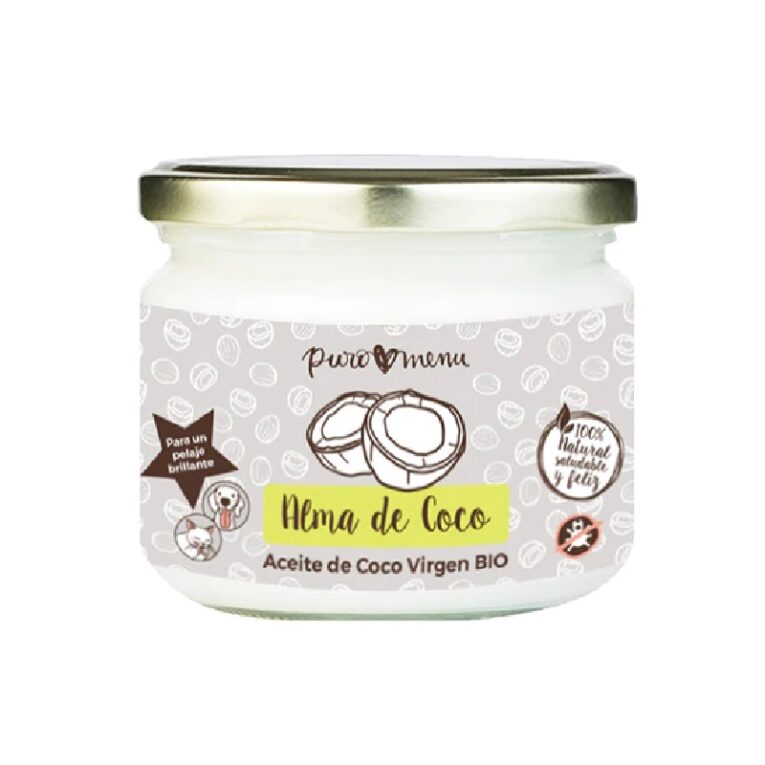 Bote de Puromenu Alma de Coco, aceite de coco BIO para perros y gatos