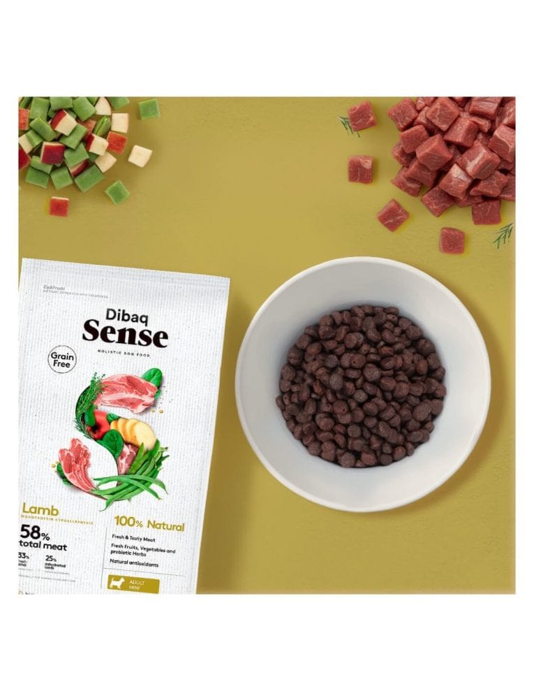 Pienso Dibaq Grain Free de cordero mini para perro, detalle