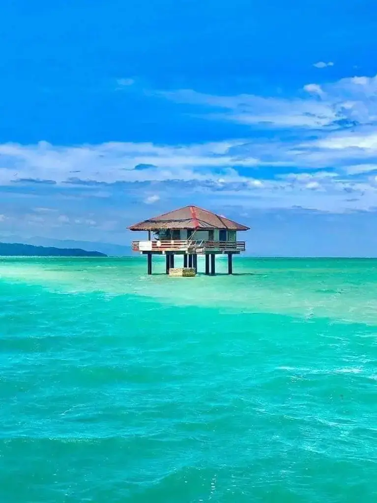 A shot of one of the structures on the sandbar during high tide