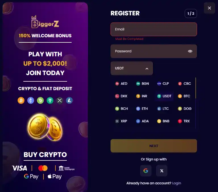 biggerz Crypto deposit