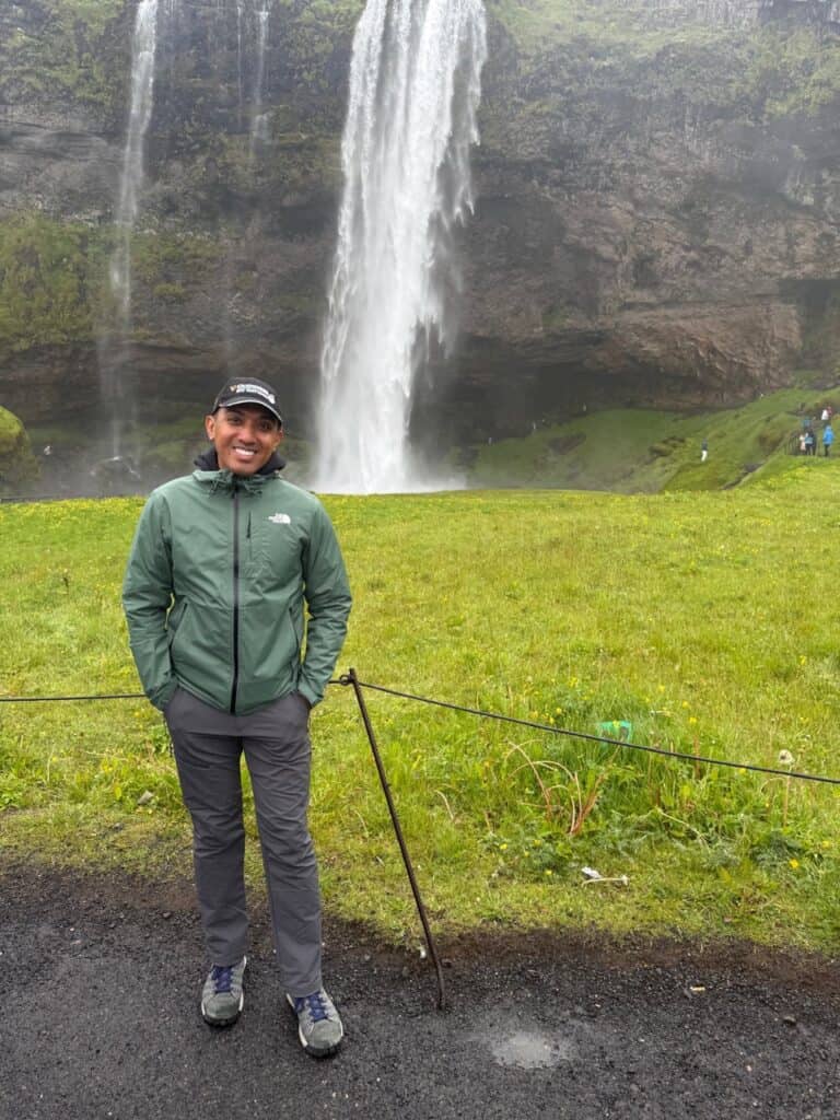 Breathtaking waterfall tourism destination in Iceland.