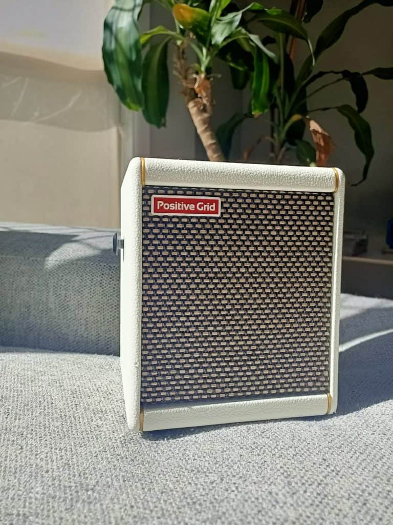 Compact Positive Grid Spark guitar amp for practice and performance.