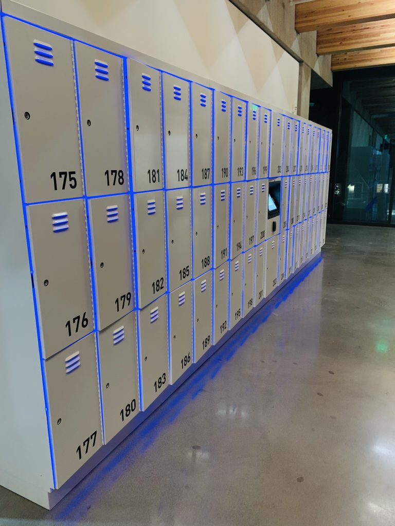 gray numbered lockers