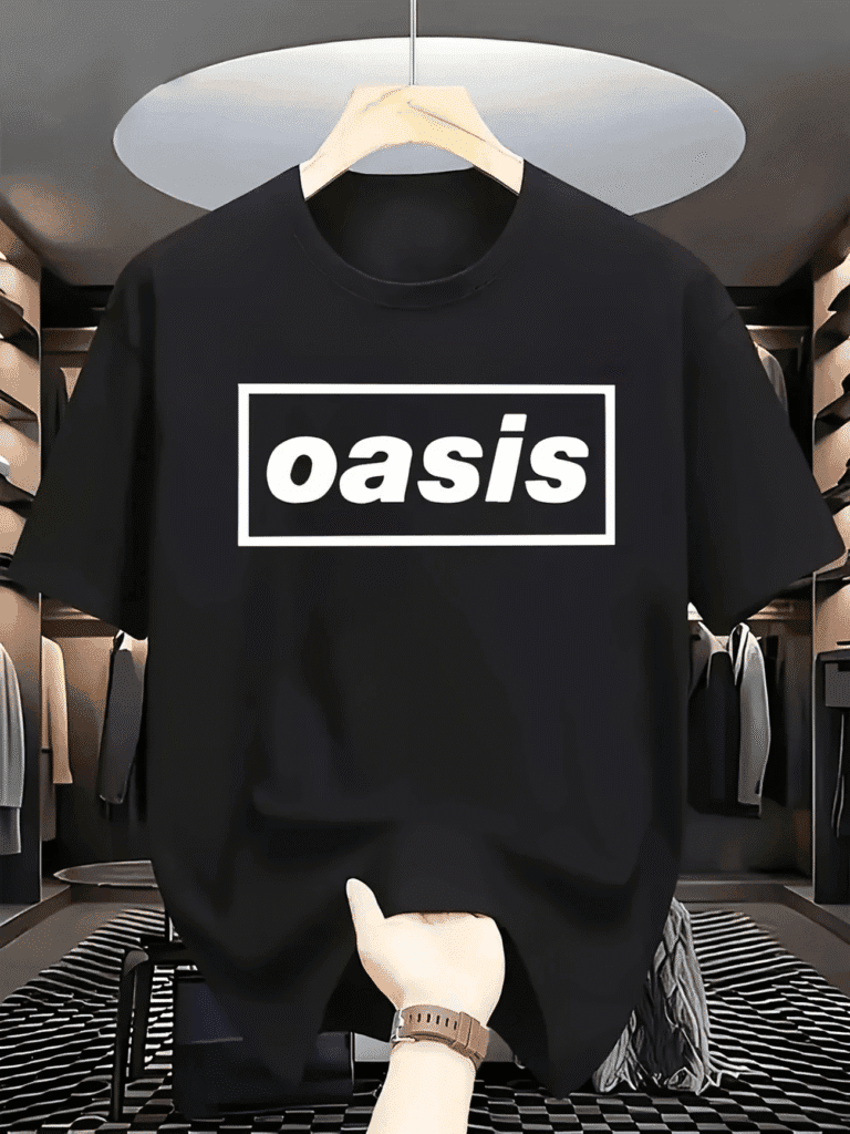 OASIS: Unisex T-Shirt – Black With White Lettering