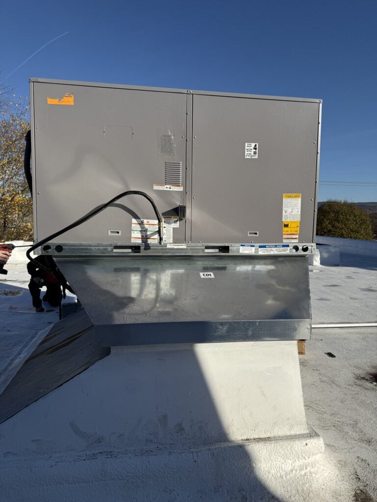 Rooftop HVAC equipment on a building