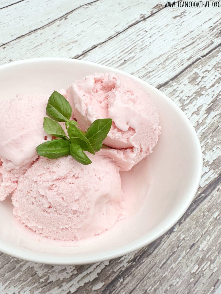 Homemade Strawberry Basil Ice Cream