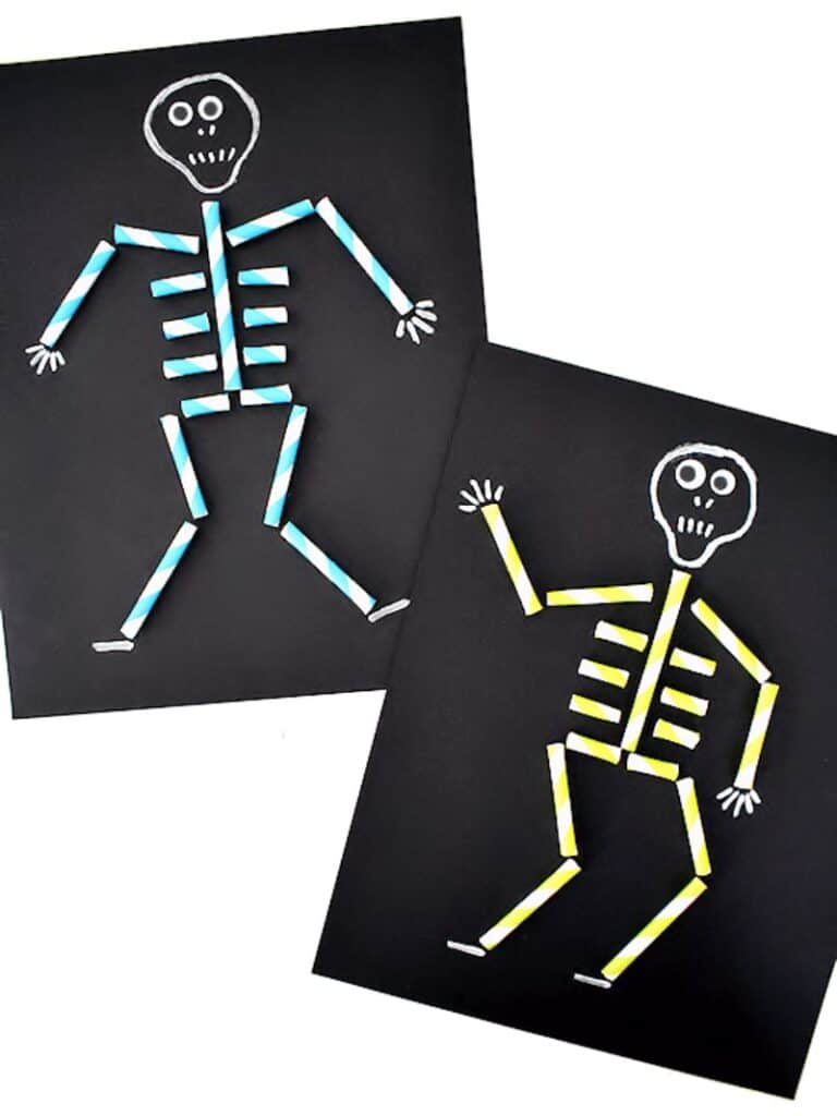 skeleton craft with straw bones