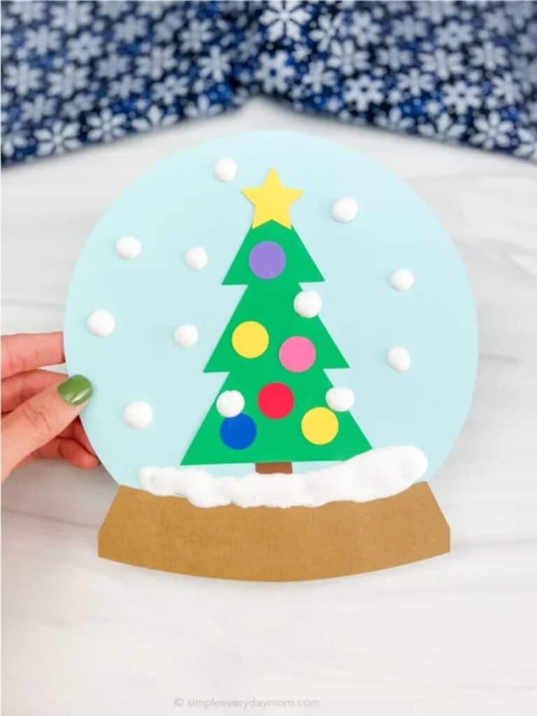 puffy paint christmas tree snow globe craft