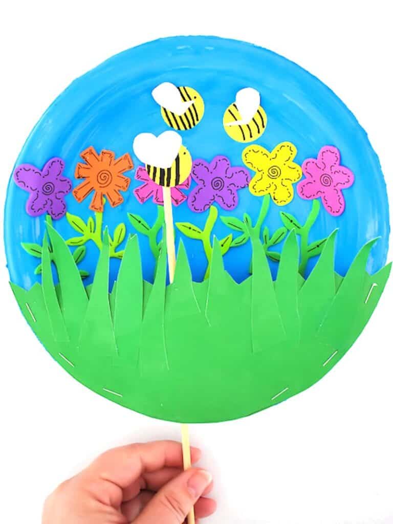 garden bees interactive paper plate craft