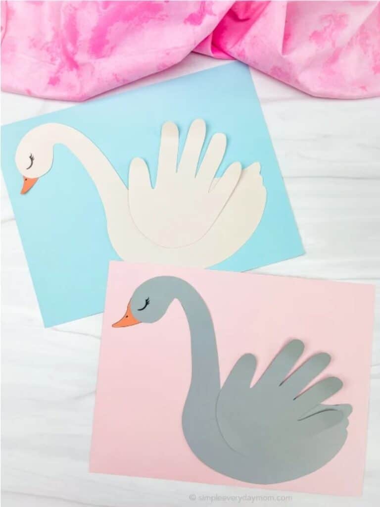 gray and white handprint swans