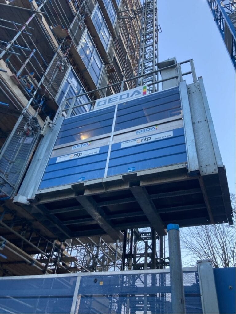 Newnton Close in London passenger hoist GEDA PH construction hoist