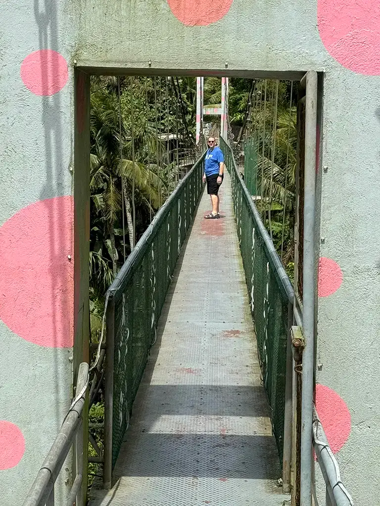 The cafe built a bridge across a small valley. This takes you over to the Zip Line.